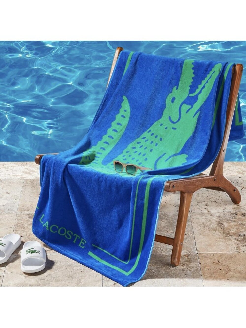 NEW Lacoste Crocodile 100% Cotton Beach Towel 36 X 72 Blue Green Croc Soft NWT